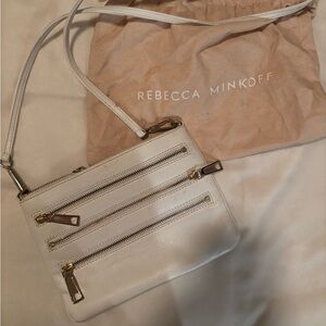 Rebecca Minkoff Cream Crossbody Bag with Gold Accents
